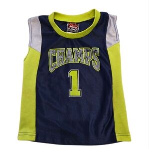 Vintage Y2k Navy Blue Lime Green Gray Champs Tank Top Jersey